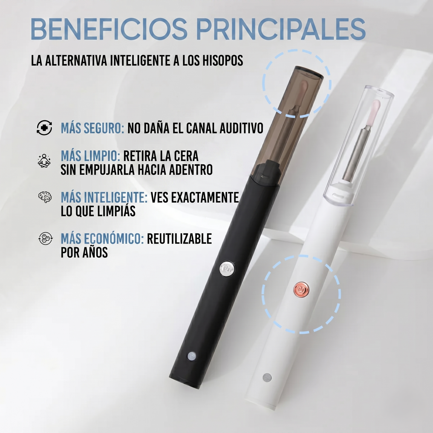 WaxCleaner™ Limpiador de Oídos Inteligente con Cámara HD - Limpieza Segura y Precisa desde tu Celular