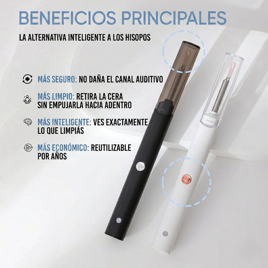 WaxCleaner™ Limpiador de Oídos Inteligente con Cámara HD - Limpieza Segura y Precisa desde tu Celular